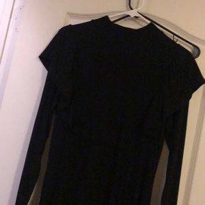 Black ruffle sleeve midi dress